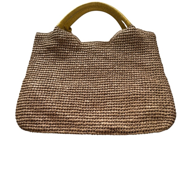 Tommy Bahama Raffia Straw Tote Shoulder Bag Leather Trim Hand Crafted - Picture 5 of 9